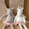 Plüschpuppen, 40 cm, Stofftierspielzeug, Plüsch, lange Beine, Einhorn, Flusspferde mit Tutu-Kleid, Baby-Kuschelschlafpuppen, Geburtstagsspielzeug für Kinder 230927