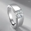 Anneaux de mariage Mode coréenne Argent Couleur D Moissanite Zircon Bague Hommes et Femmes Couple Ouverture Bijoux Réglable Cadeau de Saint Valentin