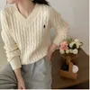 Kobiety Sweters Women's Twist Pullower Knited Sweater Solidny swobodny sweter Fall 2023 Winter Vintage Hafted V-dhand-Neck Top 230927