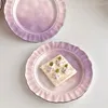 Kaseler vintage ins stil gradyan mor seramik sofra takımı yüksek estetik değer ev yemek tabakları kekleri