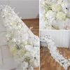 Sahte çiçek yeşillik 200/50cm lüks beyaz gül yapay çiçek satırı düğün masa merkez parçası çiçekler zemin duvar kemerleri dekor parti sahne çiçek 230926