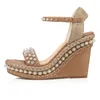 نساء مثيرات عالي الكعب مصمم الكعب إسفين Pyraclou Studs Madmonica espadrille platform platfor