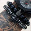 McLlroy Bracelet Men Skull Steel Stoent Beads Luxury Bracelets for Mens Crown CZ Zircon Man Bracelet Homme Jewelry Valentine Gift301a