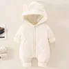 Barboteuses née fille combinaison à capuche hiver infantile salopette bébé né vêtements garçon chaud manteau de neige enfants ours barboteuse enfant en bas âge vêtements d'extérieur 230927