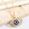 Shiny Hollow Evil Eye Pendant Necklaces For Women JewelryTurkish Blue Eye Sweater Clavicle Chain Necklace