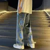 Men's Jeans Trousers Baggy Men's Jeans Grunge Y2k With Print Straight Vintage Hip Hop Washed Man Cowboy Pants Loose Retro Star Free Shipping L230927