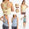 Femmes LU-656 Faux deux pièces débardeur 2 en 1 sport Yoga haut court entraînement gilet athlétique avec soutien-gorge intégré vêtements pour femmes sous-vêtements course Fitness gymnase femme T-shirts