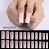 Pregos Falsos 24 Pcs Extensão de Prego 3D Gel Brilhante Falso Nu Branco Francês Artificial Long Square Acrílico Manicure Ferramentas Decorações