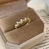 Cluster Rings VENTFILLE 925 Sterling SilveDropwise Glaze Golden Ring For Women Girl Gift Fine Butterfly Flower Adjustable Jewelry Drop