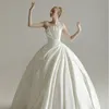 Dubai Satin Ballkleid Brautkleider 2023 Plus Size Bridal Sheer Long Train Elegant Vestido Novia Braut Kleider Neues weißes Boho Wed Kleid Robe de Mariage