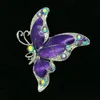 Silberfarbene lila Schmetterlingsbrosche mit Kristallen249T
