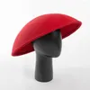 Berets Mode Retro Kuppel Große Traufen Wollfilz Zylinder High-end Bühne Leistung Konkave Form Trendy Frauen Bankett Kappe