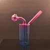 화려한 pyrex 유리 버블 러 흡연 미니 물 담뱃대 핸드 파이프 유리 오일 버너 휴대용 물 dab rig bongs