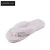 Slippers COOTELILI Winter Fashion Women Home Slippers Faux Fur Warm Shoes Woman Slip on Flats Female Fur Flip Flops Pink Plus Size 44 45 230926