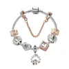 17-21CM Bracelet de perles de charme 925 Bracelets à breloques en argent coeur à coeur pendentif accessoires bricolage bijoux de mariage cadeau de saint valentin 278G