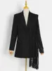 Costumes pour femmes 2023 femmes mode vêtements noir col cranté manches longues Patchwork gland ourlet solide blazers occasionnels