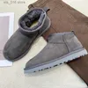 Boots 2023 Winter Boots Fur Ladies Snow Boots Real Sheepskin Wool Low-cut Warm Fur Shoes Man Women Winter Short Boots Super Mini T230927