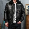 Men's Leather Faux Leather SDB15 European Size High Quality Super Warm Genuine Sheep Skin Leather Coat Mens Big Casual B15 Down Jacket 230927
