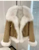 Women's Fur Faux Fur s Autumn/Winter Goose Down Inner Slim Large Polo Collar Fur Coat High Quality Warm Fluffy Big Collar Short 230927