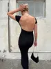 Grundläggande avslappnade klänningar Tossy rygglös slin kvinnlig klänning Kort ärm Casual Elegant Site Split Streetwear Basic Fashion Y2K Dress for Women Maxi Dress 230927