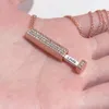 Naszyjniki wiszące różowe złoto Wodoodporna wodoodporna stal ze stali nierdzewnej 3D Kamienna Przesłanie Kamień