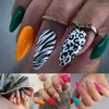 Falska naglar 24st nagel tips manikyr fullt täcke leopard färgglada vågiga mandel falska långa franska