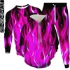 Men's Tracksuits Colorful Flame Print Men Fashion Tracksuit Hoodies Sweatshirt Jogging Pants 3Piece Set Women Outdoor Casual Clothing Suit S-6XL 230927