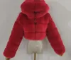 Женская шуба, женский пушистый топ с зимней курткой с капюшоном, Manteau Femme, пушистые укороченные искусственные пальто, женские