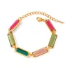 Bracelets à maillons Minar Vente en gros en or 18 carats plaqué PVD en acier titane multicolore rectangle opale brin de perles pour femmes accessoires quotidiens
