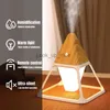 Humidifiers USB Wood Grain Volcano Pyramid Air Humidifier Remote Control Aromatherapy Essential Oil Diffuser with Warm Lamp Aroma Difusor YQ230927