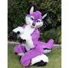 Paarse vos hond fursuit mascotte kostuum volwassen grootte cartoon anime thema karakter carnaval unisex jurk kerst fancy prestaties feestjurk