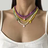 Choker Seed Beads Necklace Handmade Multicolor Sweet Heart Pendants Girls Collar For Women Fashion Jewerly Gifts
