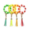 Porte-clés perles de silicone colorées porte-clés pour femmes en tranches bracelet lumineux glands pendentif bijoux accessoires