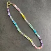 Chokers Bohemian Rainbow Long Necklace Natural Amethyst Aventurine Rose Quartz Chalcedony Yellow Agate Red Agate Mixed Rope Knot Smycken 230927