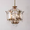 Pendants Lampes American Retro Glass Chandelier Study Classical Iron Art Old Bedroom Porch Porche Français Clestal à salle à manger en cristal