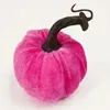 Decorative Flowers 10cm Halloween Pumpkin Ornament Handmade Velvet Pumpkins Soft Stuffed Foam Harvest Thanksgiving Centerpiece Decorations