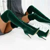 Über Ferse Knie Wildleder fest die Farbe Frau High Stiefel Mode großer Größe Zehen Stiletto Frauenschuhe T230927 996