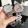 2023 핫 판매 패션 브랜드 손목 시계 여자 여자 여자 크리스탈 3 스타일 스틸 밴드 쿼츠 시계 도매 드롭 컨칭 선물