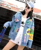 Spring Denim Jacket Women Fashion Embroidery pattern Short jacket Vintage Loose Streetwear Women's Jackets