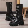 Buty Panie Punk Rock Platforma na wysokim obcasie buty z grubym przystojnym, przystojnym tylnym zamkiem błyskawicznym dużym rozmiarem Buty butów damskie buty pu t230927