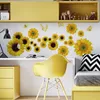 Envoltura de regalo Calcomanía de flores extraíble Etiqueta de la pared de girasol para niños Dormitorio de bebé Sala de estar Impermeable 3D Papel tapiz de mariposa floral