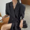 Kadınlar Suits Blazers Sırtsız Beyaz Takım Ceket Kadın Kısa Kollu Ofis Lady Kore Moda Ceket Tasarımcısı Yüksek Kaliteli Yaz Ceketi ile 230927