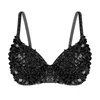 Stage Wear Femmes Paillettes Hauts de danse Soutien-gorge Ventre Costume Festival Rave Party Performance Clubwear