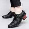 Dress Shoes Men Patent Leather Oxford Weave Poated Toe High Heel Formal Business Prom Party Shoe Fashion Wedding Bruidy 230926