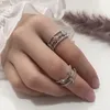 Cluster Rings Fashion Adjuestable Size Luxury Minimalist Moon And Star 925 Sterling Silver For Women Charm Fine Jewelry Gifts