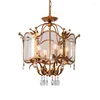 Pendant Lamps American Retro Glass Chandelier Study Classical Iron Art Old Bedroom Lamp Porch French Candle Crystal Dining Room