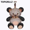 Topgrillz Hip Hop Copper Rose Gold Silver Color Cubic Zircon Panda Pendant Halsband Charm för män Kvinnor smycken halsband gåvor230e