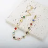 Bangle Jinhui Colorful Bejeweled Armband Ity T S rostfritt stål Bangle For Women 12 Birth stenar Rainbow Crystal Chain Jewelry 230927