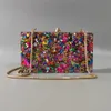 Kvällspåsar Big Colorful Glitter Acrylic Box Bag Wallet Damer Luxury Women's Handbag Clutches Axel Shell Flap Wedding Purse 230926