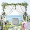 パーティーの装飾のしわのない結婚式の背景カーテン2パネルアーチ装飾用の生地ドレープのような白いシフォンキャノピーベッドカーテン